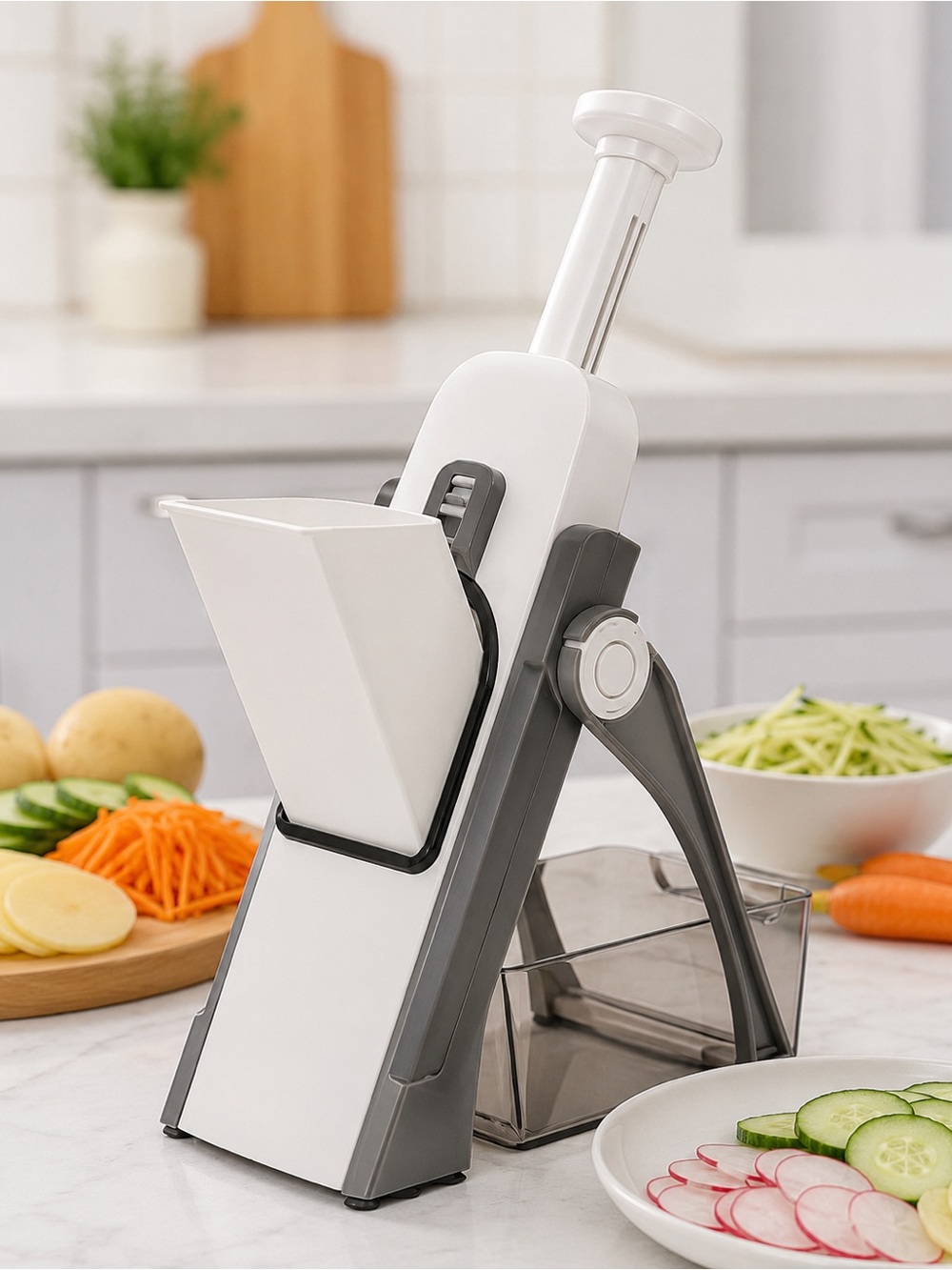 White Mandoline Slicer - Home Kitchen Tool - Picture 1 of 7